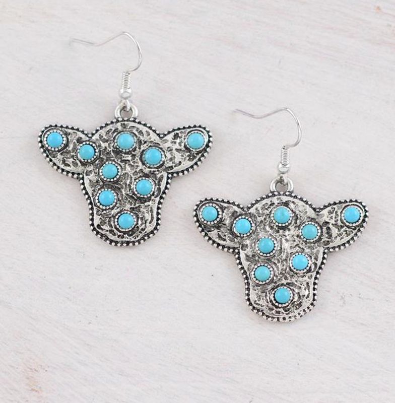Turquoise Cow Earrings