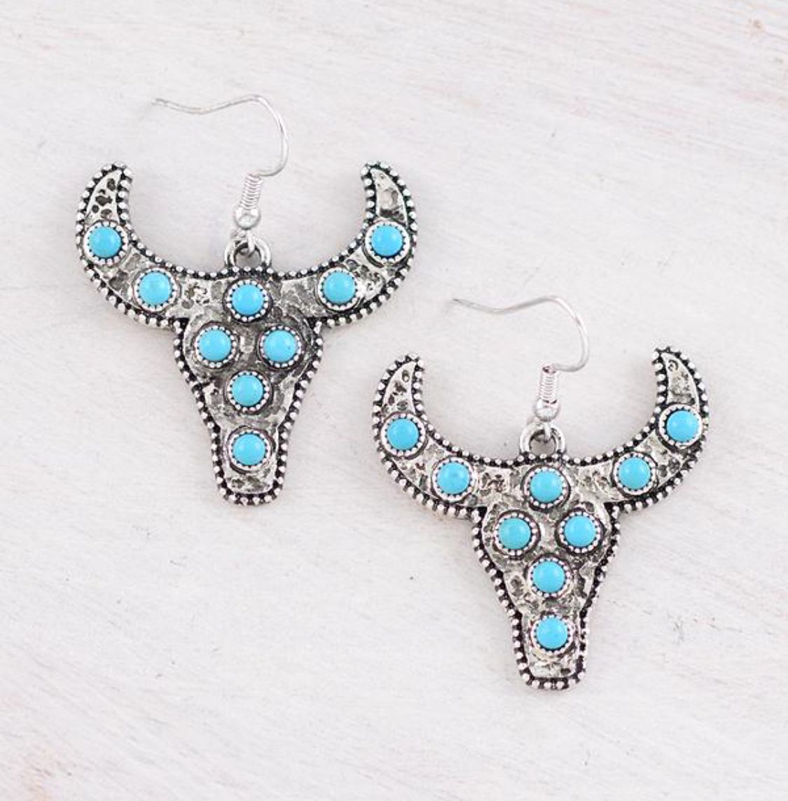 Turquoise Cow Skull Earrings
