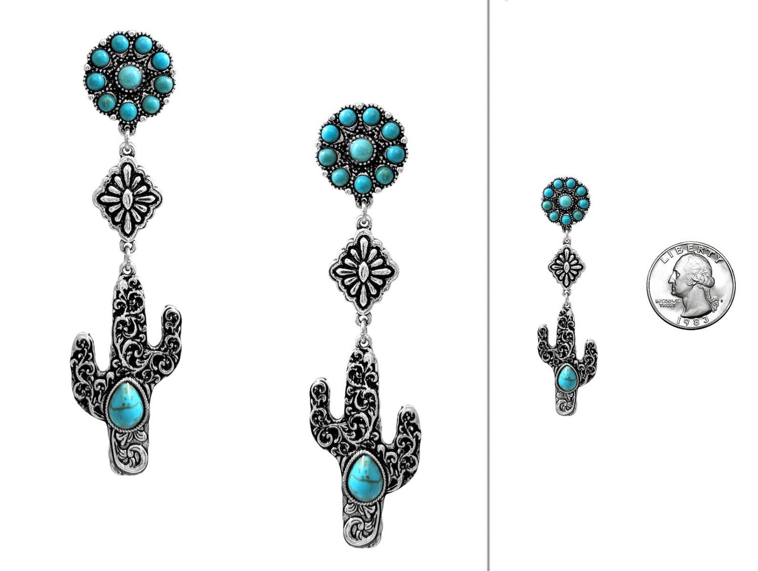 Western Cactus Drop Post Earrings