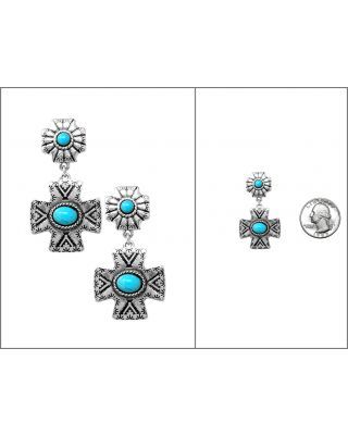Western Cross Dangle Post Earrings