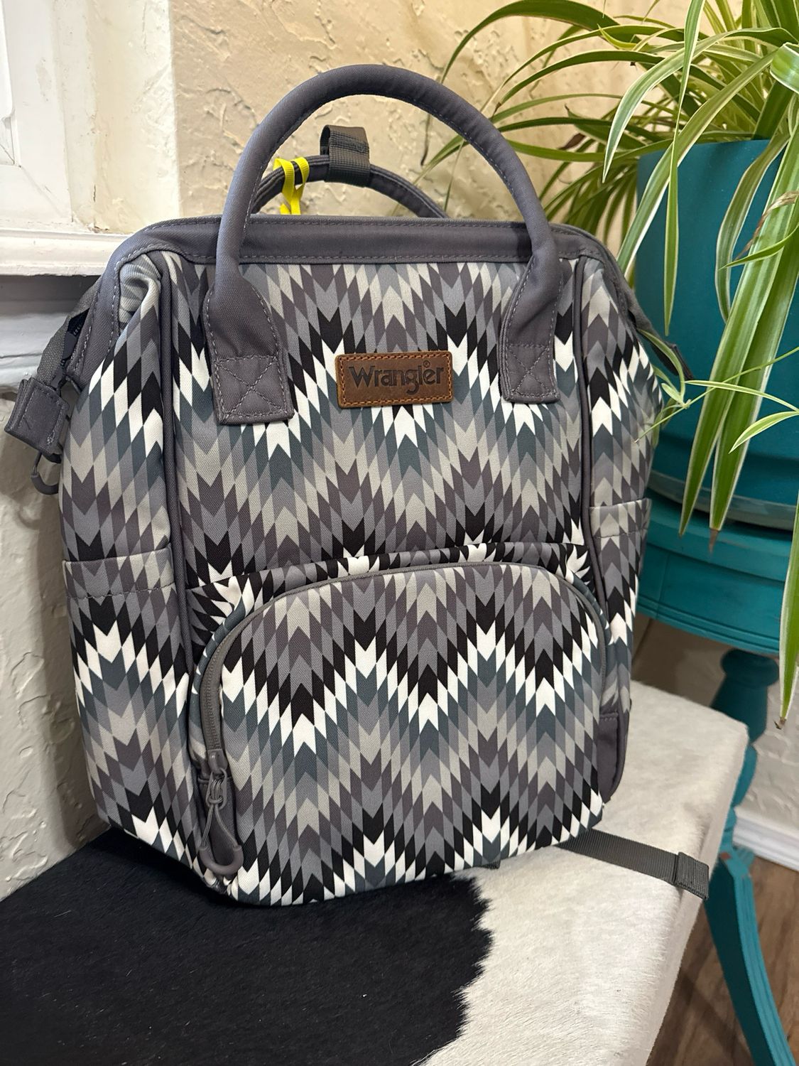 Gray Aztec Printed Backpack