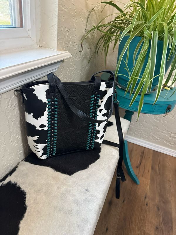 Black Cow Turquoise Concealed Carry Tote/Crossbody
