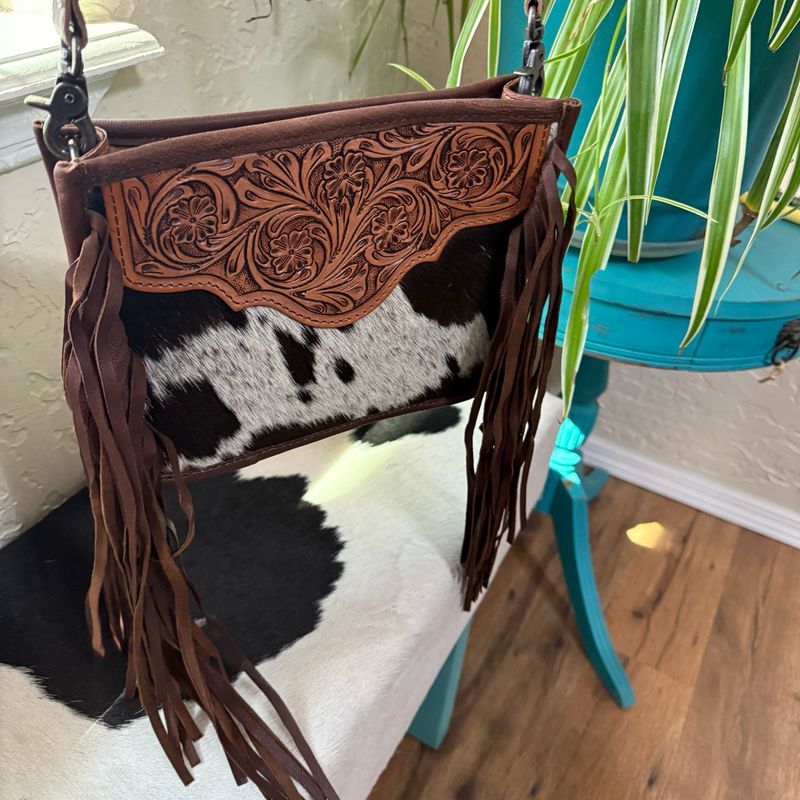 Brown Leather Medium Cowhide Crossbody 