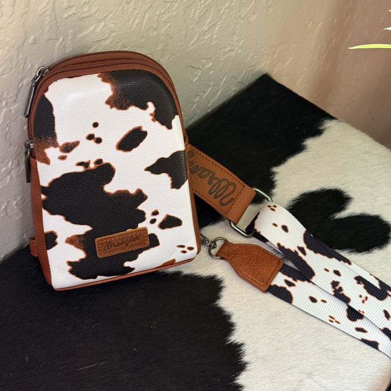 Wrangler Brown Cow Print Sling Bag