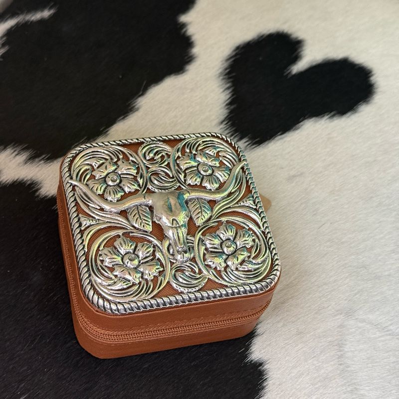 Cow Skull Mini Jewelry Case
