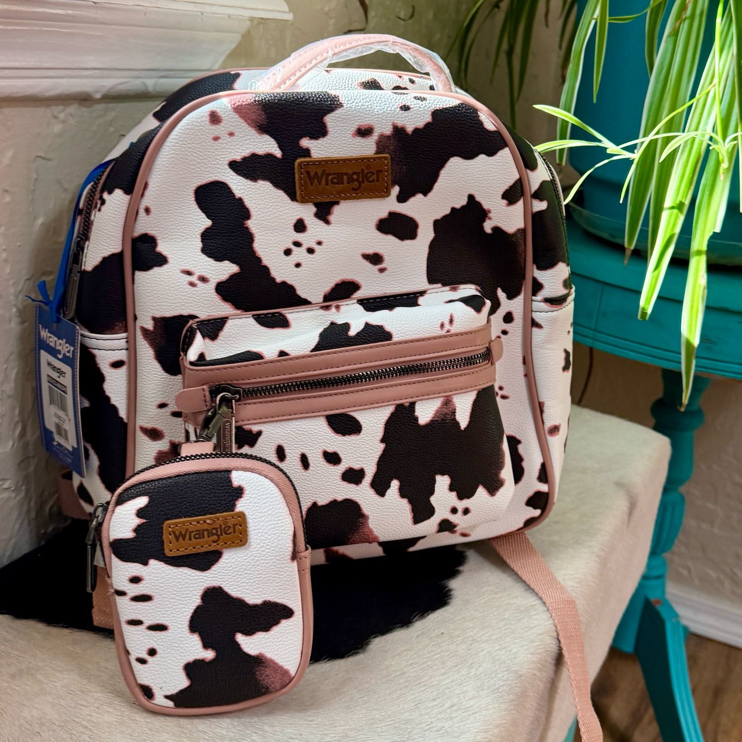  Wrangler Cow Print Backpack Brown/Pink