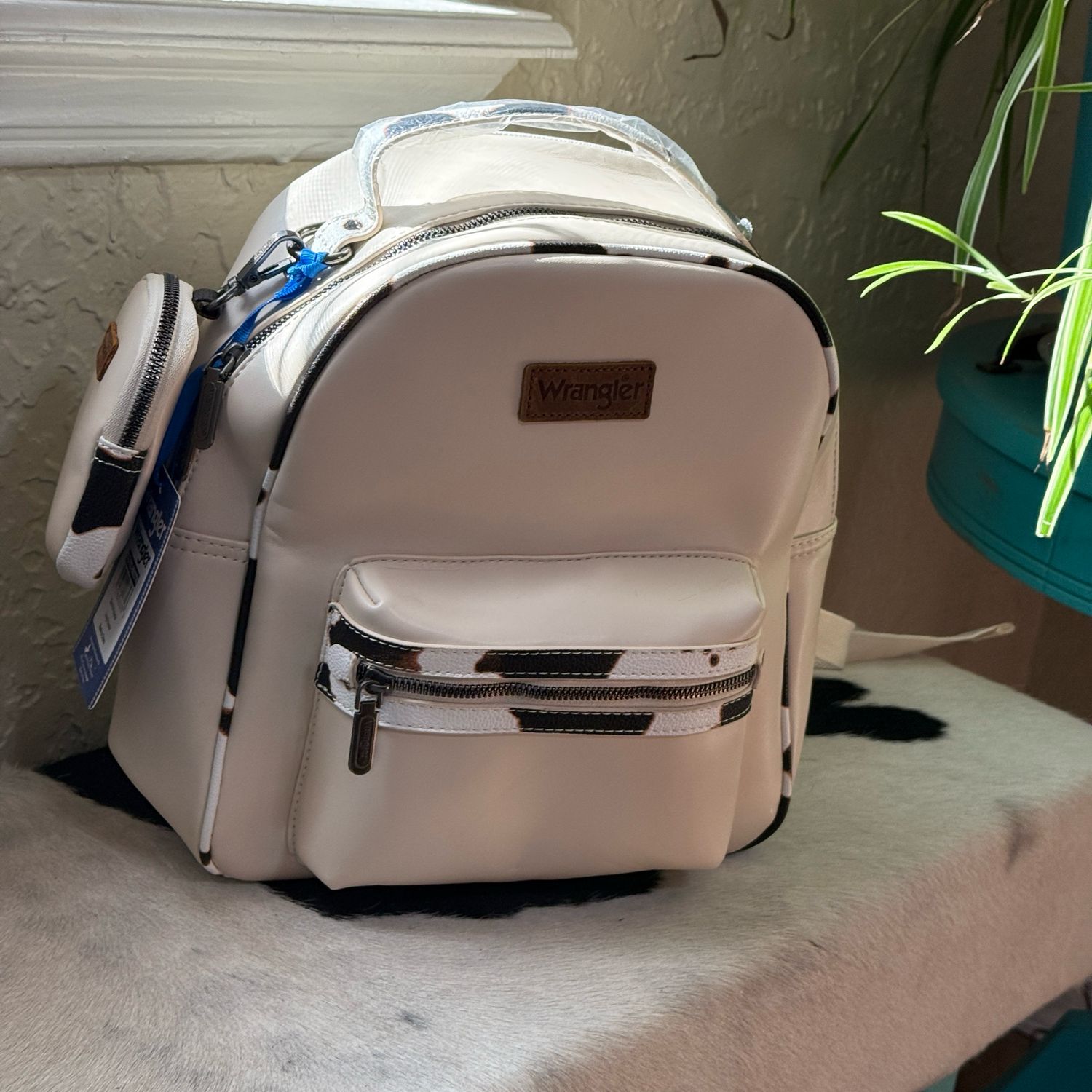  Cream Cow Print Backpack
