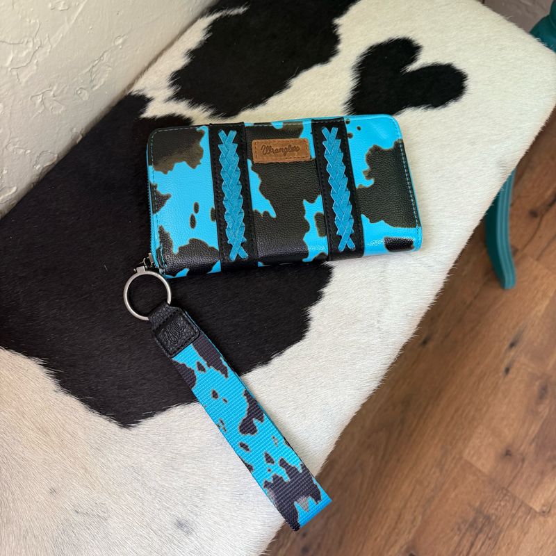 Wrangler Turquoise Cow Print Wallet