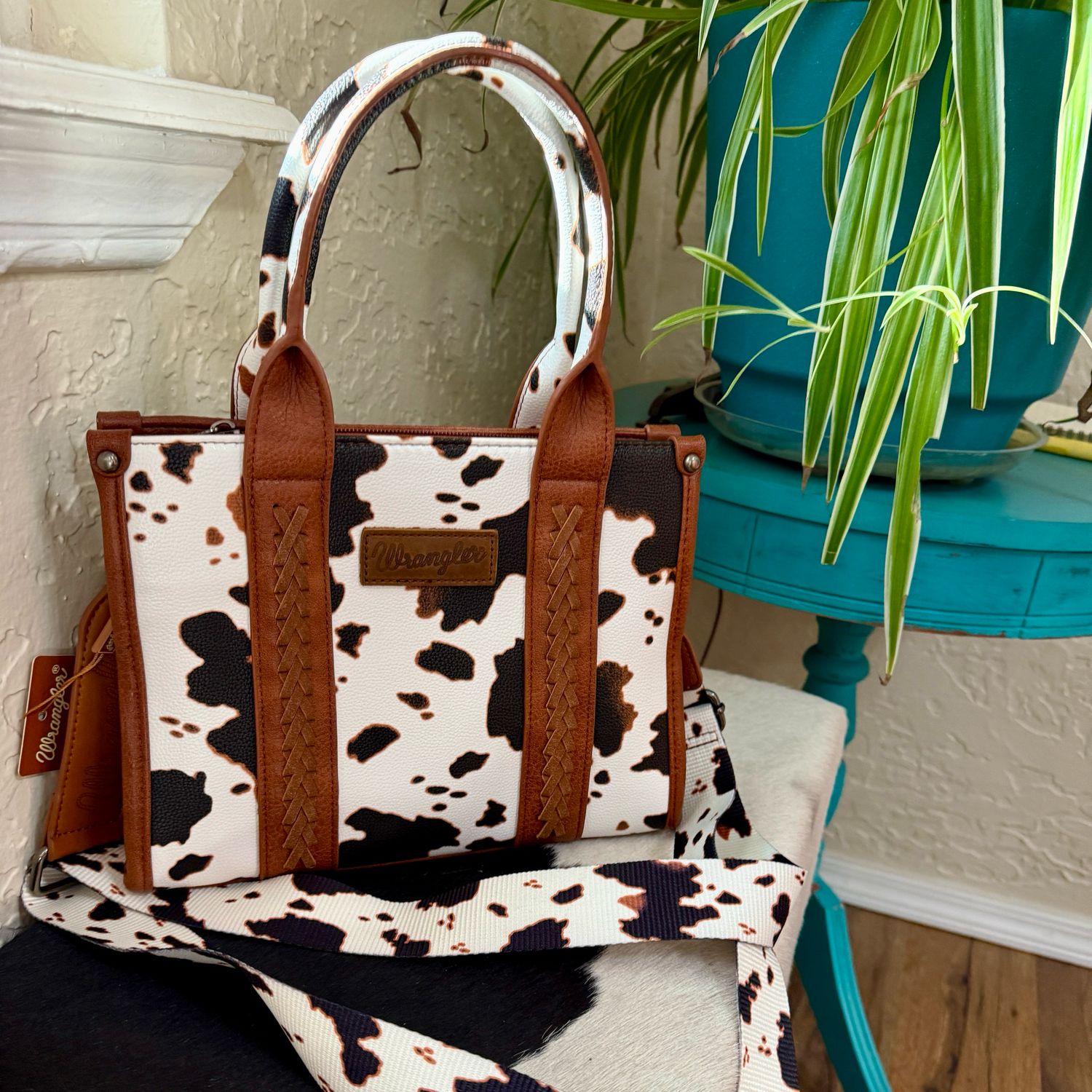 Wrangler Brown Cow Print Crossbody