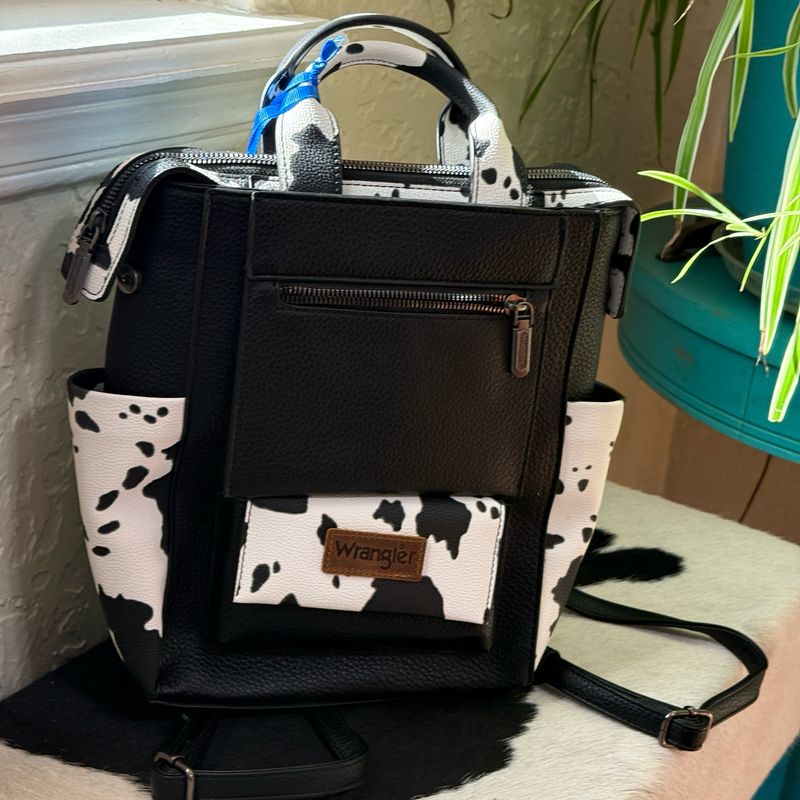 Black Cowprint Backpack