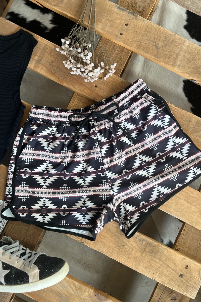 Black Aztec Shorts