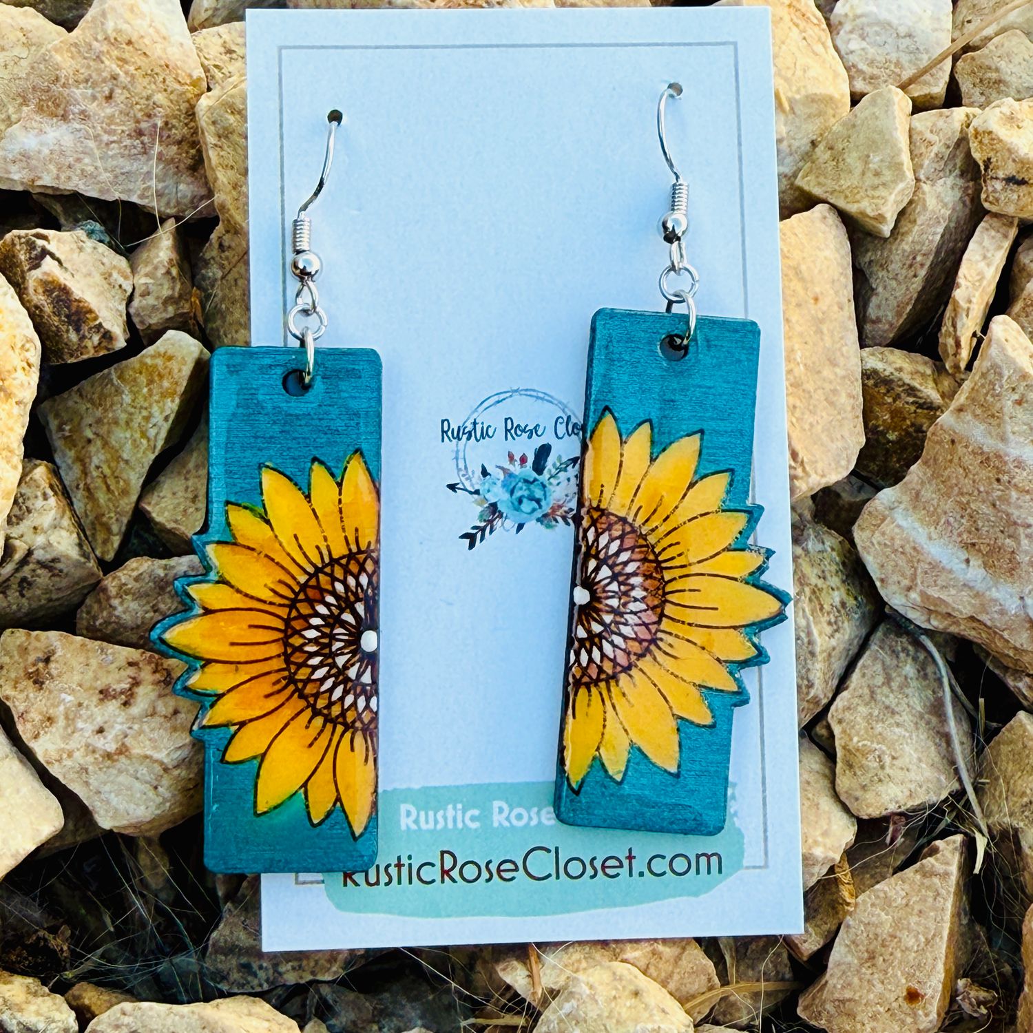Turquoise Sunflowers 2&quot; Earrings 