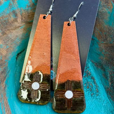 3&quot; Copper Black Drop Zia Earrings