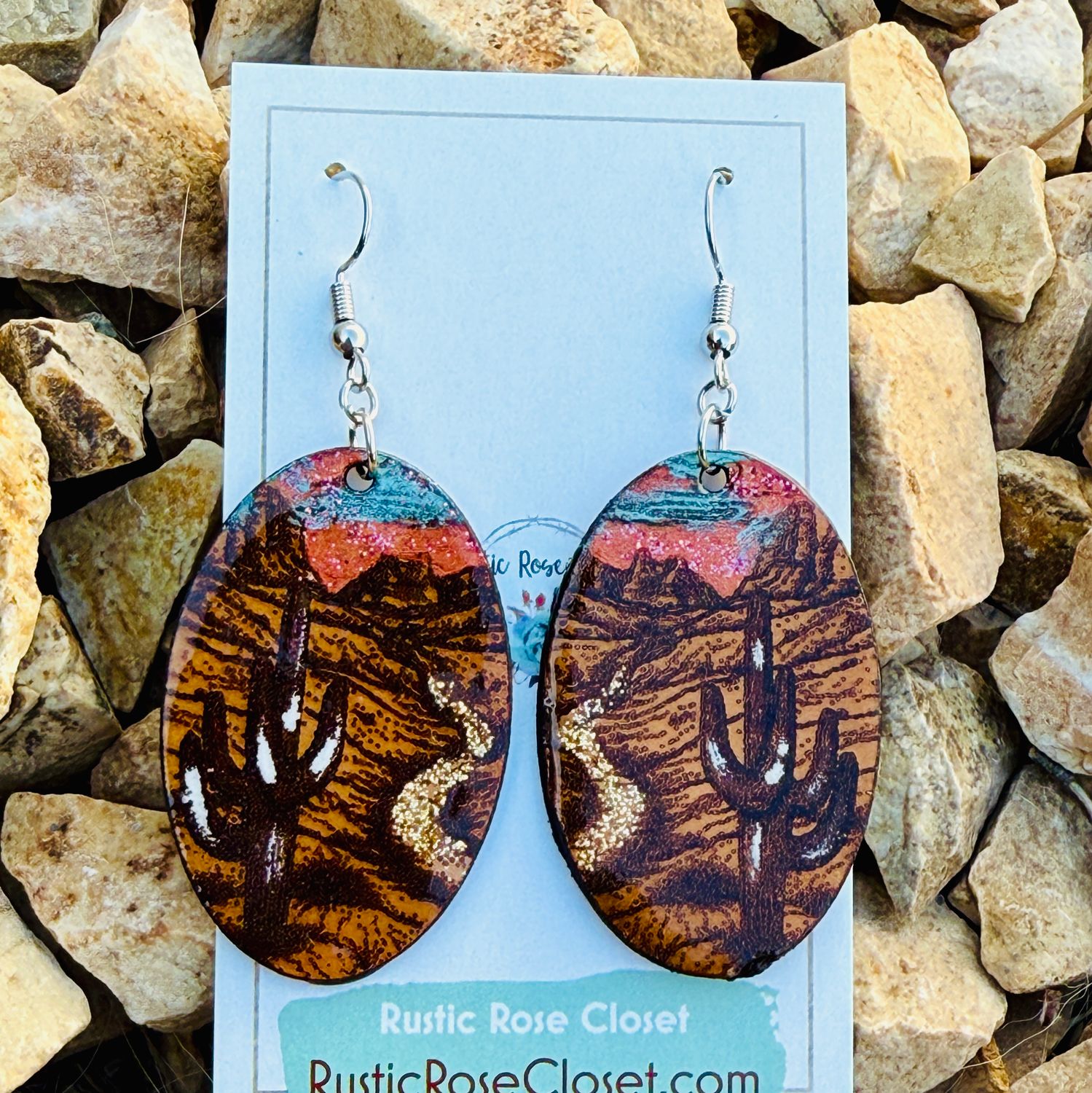 Desert Cactus Leather Earrings