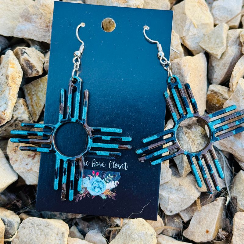 Turquoise Leopard 2&quot; Earrings
