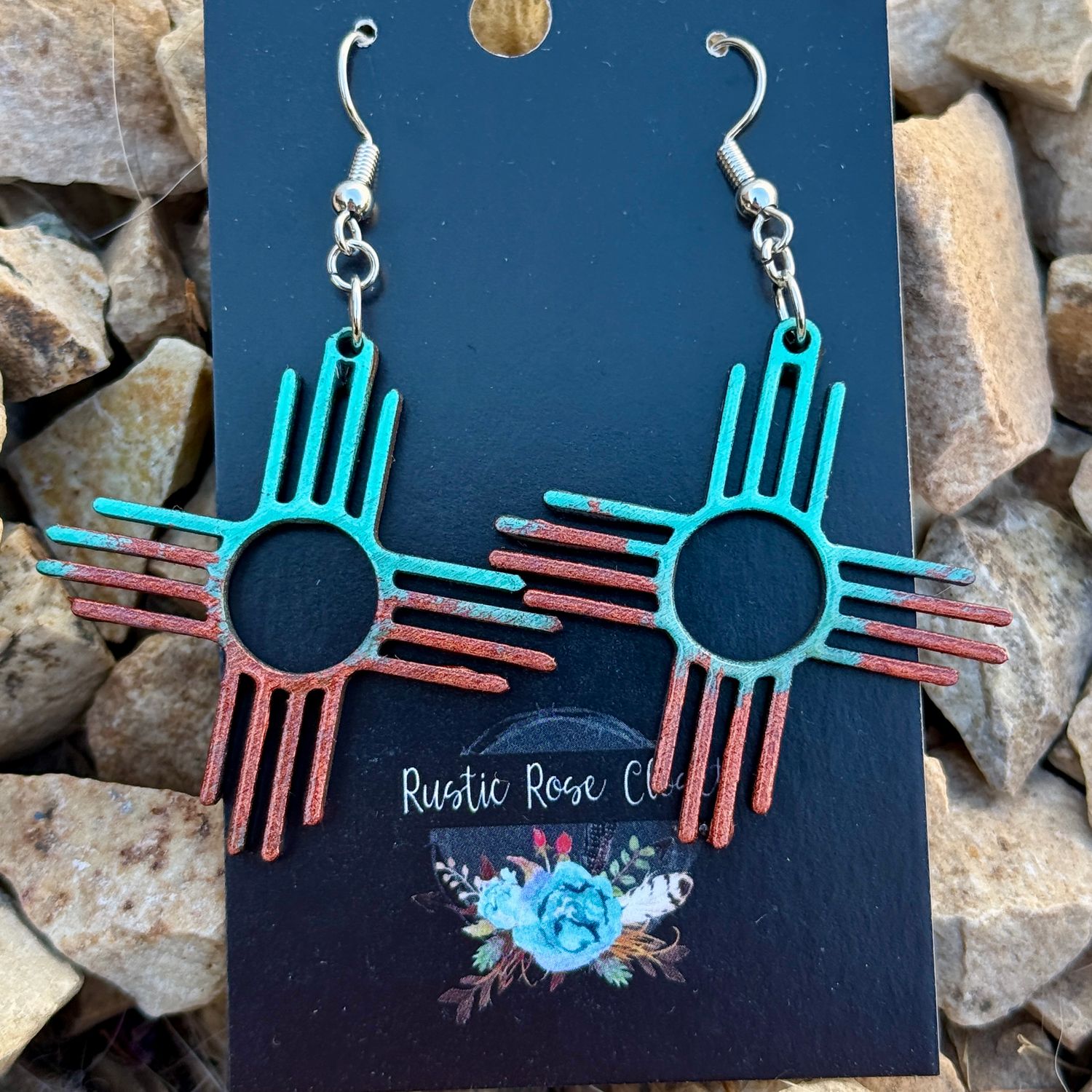 Copper Teal Shimmer 1,5&quot; Zia Earrings