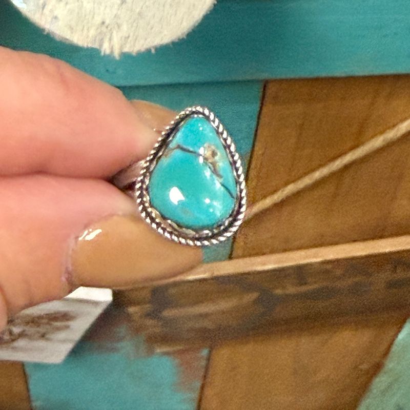 Turquoise Teardrop Ring Size 6