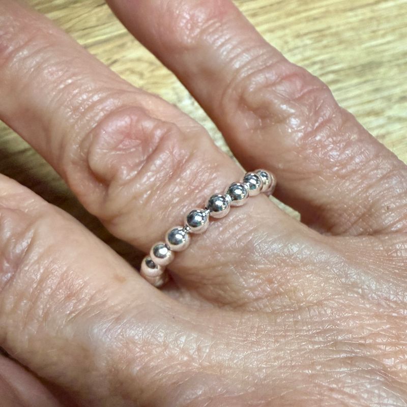 3mm Ball Bead Ring Sterling Silver - 7