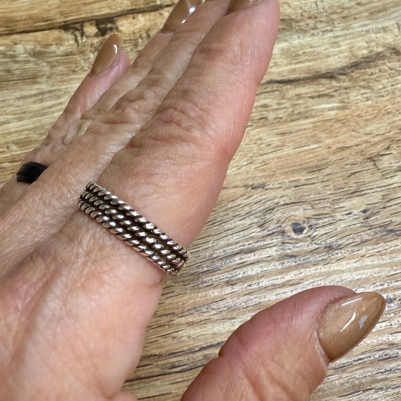 Triple Rope 5mm Band Ring Sterling Silver - 9