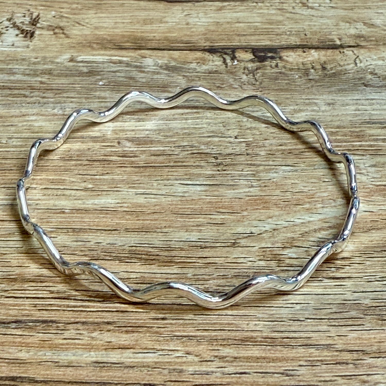 Wave 3mm x 68mm Bangle Bracelet Sterling Silver