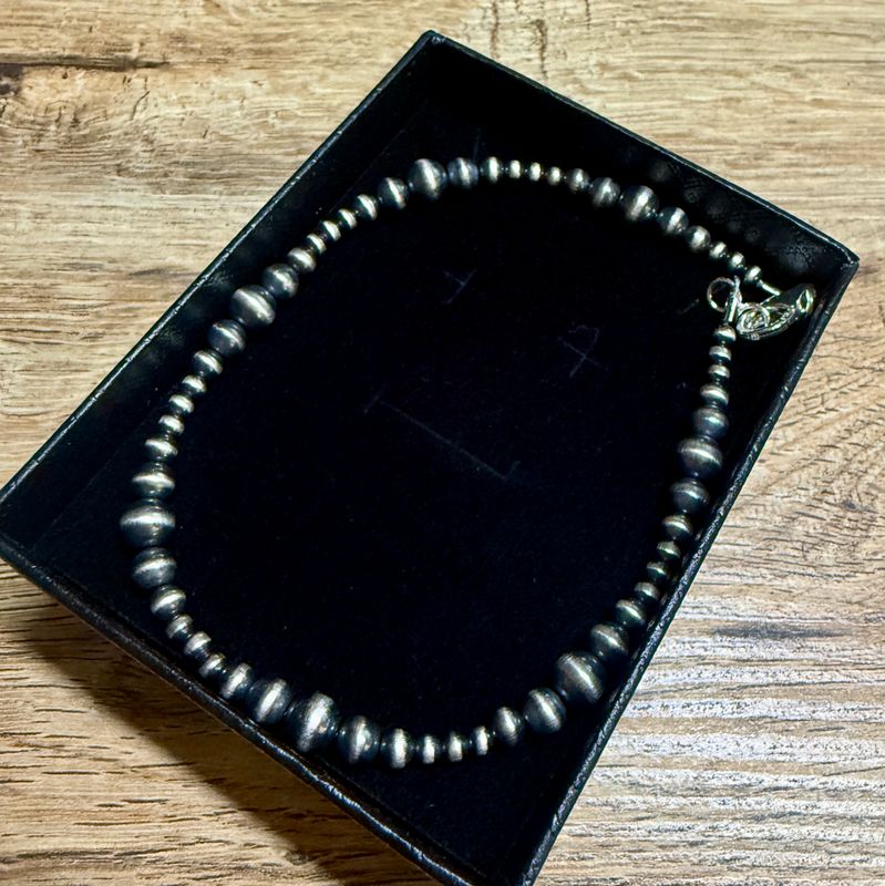 Sterling Silver 10&quot; Navajo Bead Bracelet