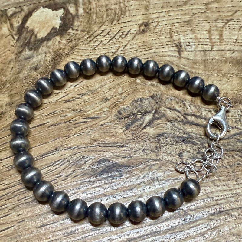 Sterling Silver Navajo Round Bead Bracelet