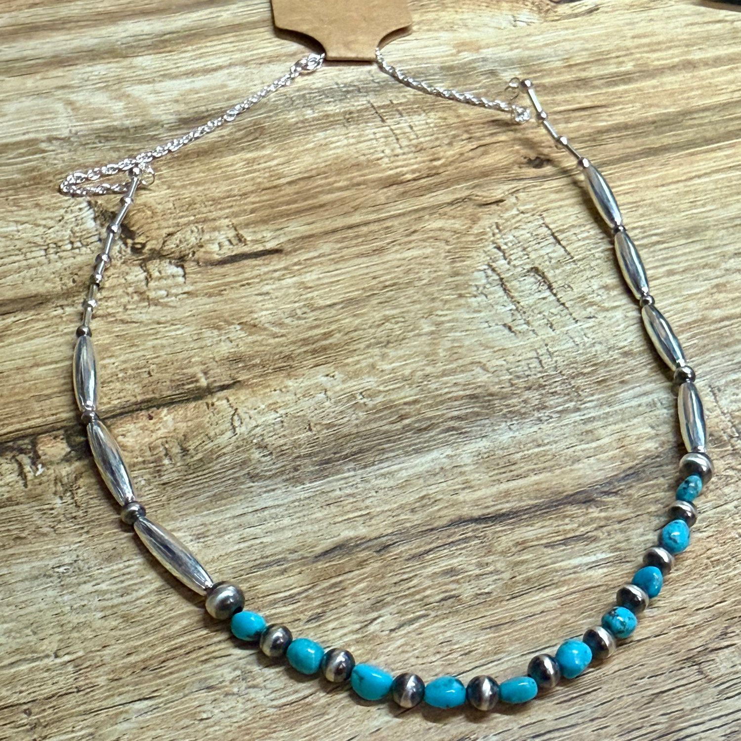 Sterling Melon Bead Turquoise Necklace 