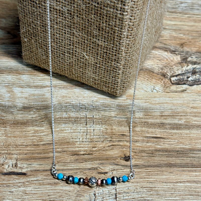 Rose Bead &amp; Pearls Necklace 