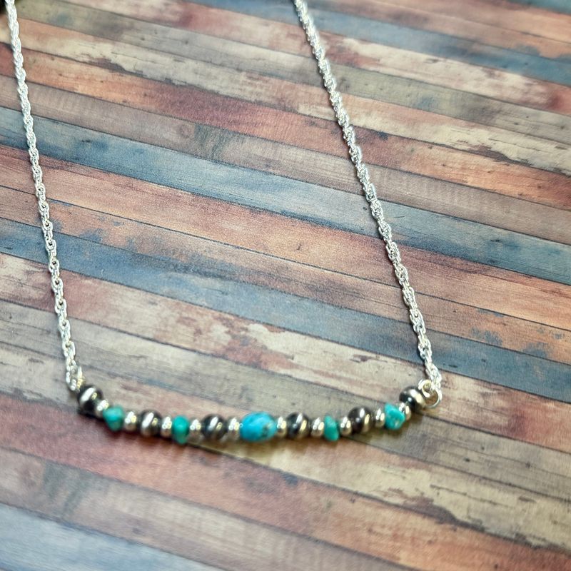 Pearls &amp; Turquoise Graduated Necklace