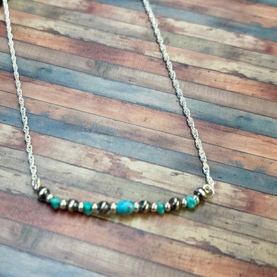 Pearls &amp; Turquoise Graduated Necklace