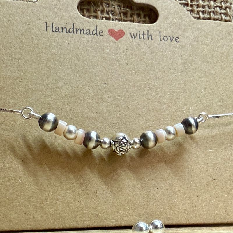 Navajo Beads &amp; Shell Adjustable Slide Bracelet