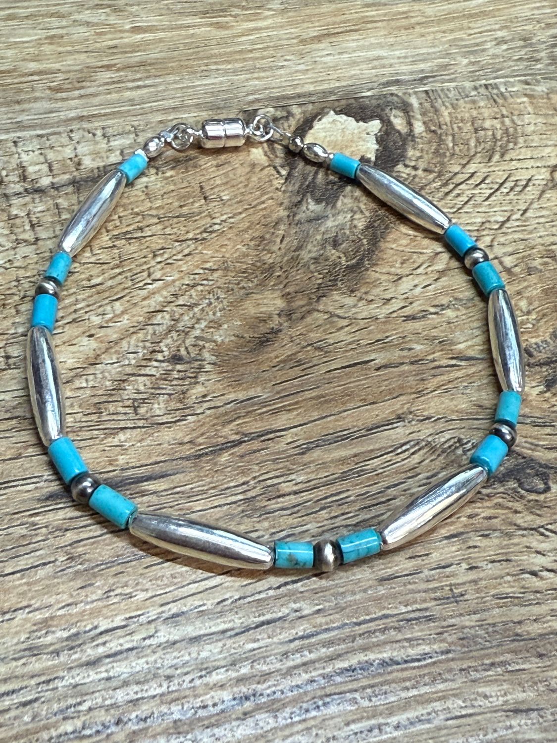 Melon &amp; Turquoise Heishi Bead with Navajo Pearls Bracelet