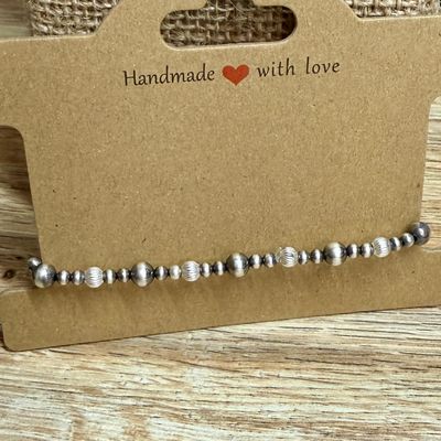 Sterling Navajo Bead Stretch Bracelet
