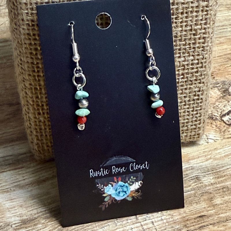 Turquoise Chunk Bead Earrings