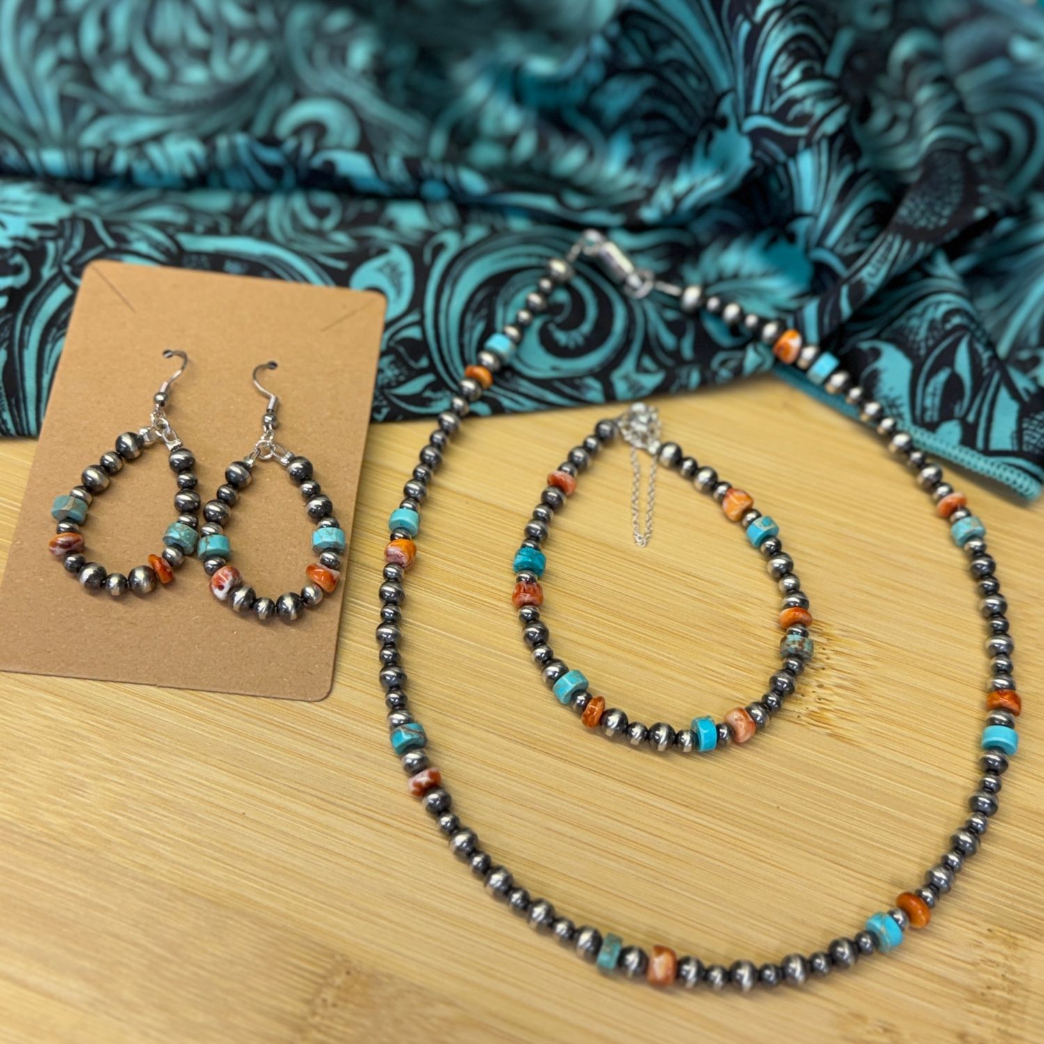 Sterling Pearls, Spiny Oyster &amp; Turquoise Jewelry