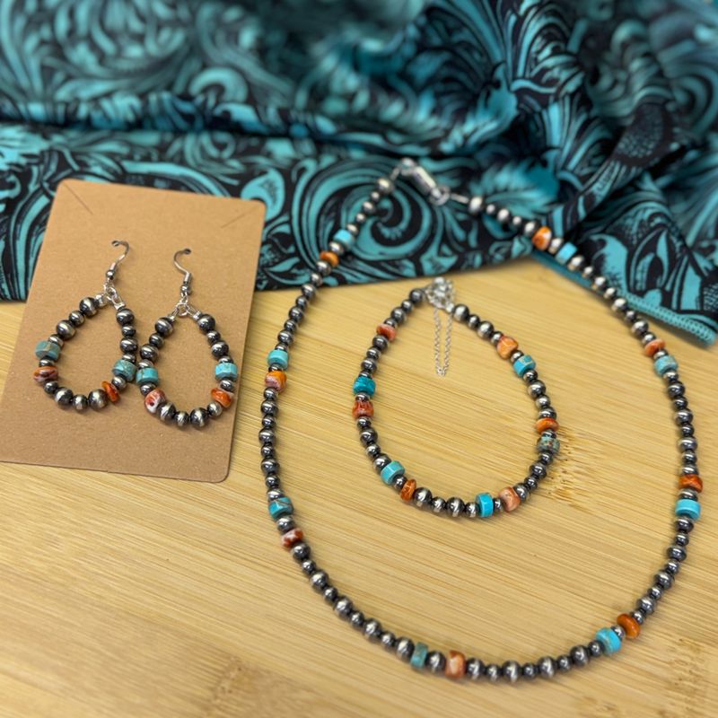 Sterling Pearls, Spiny Oyster &amp; Turquoise Jewelry