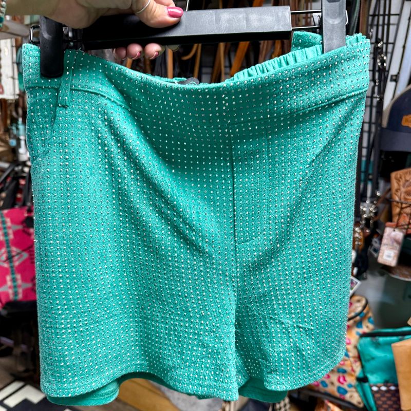 Teal Rhinestone Shorts Size XL