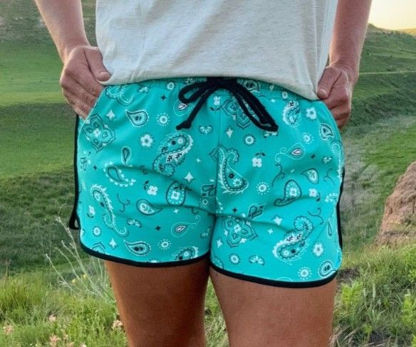 Teal Paisley Shorts
