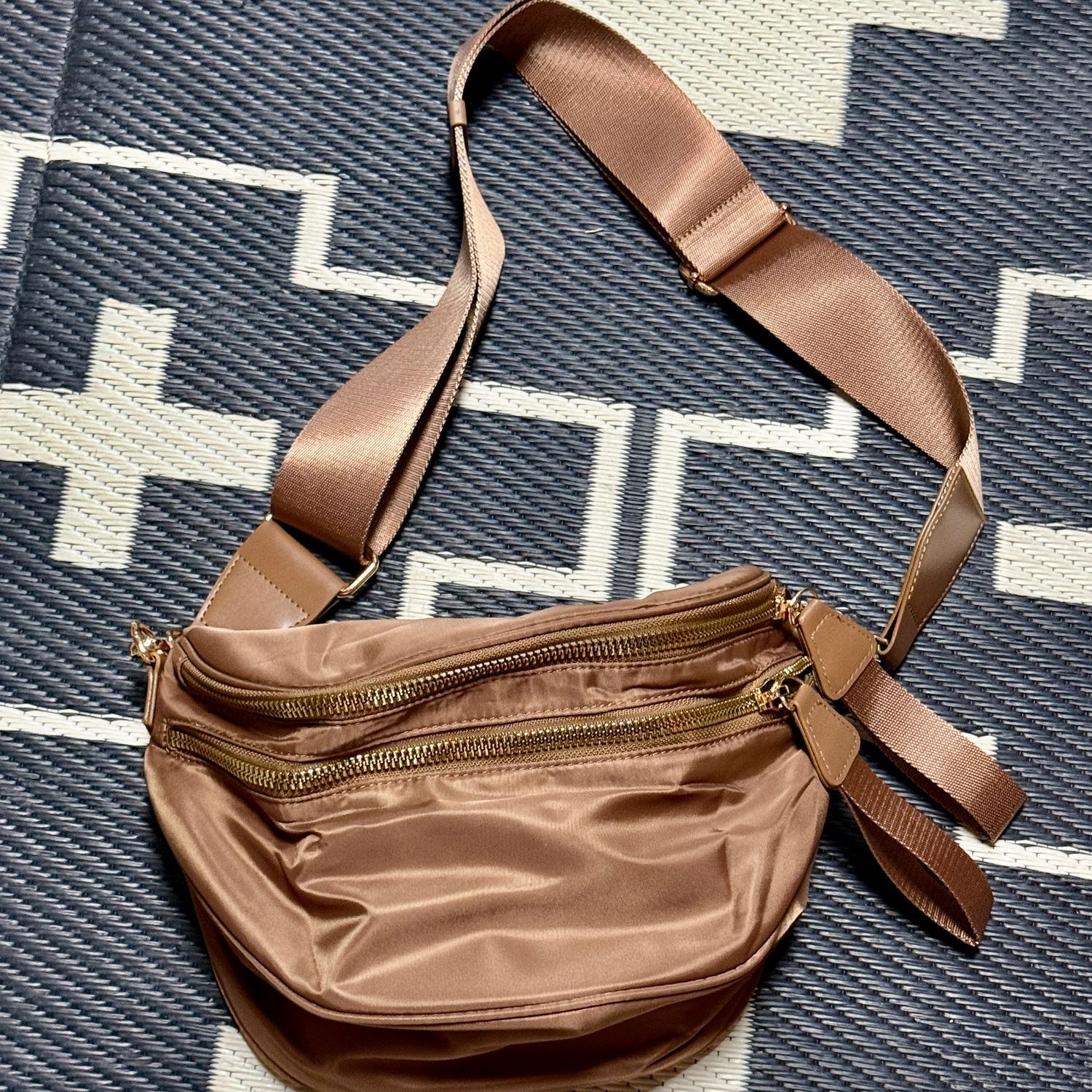 Mocha Nylon Double Zip Bag
