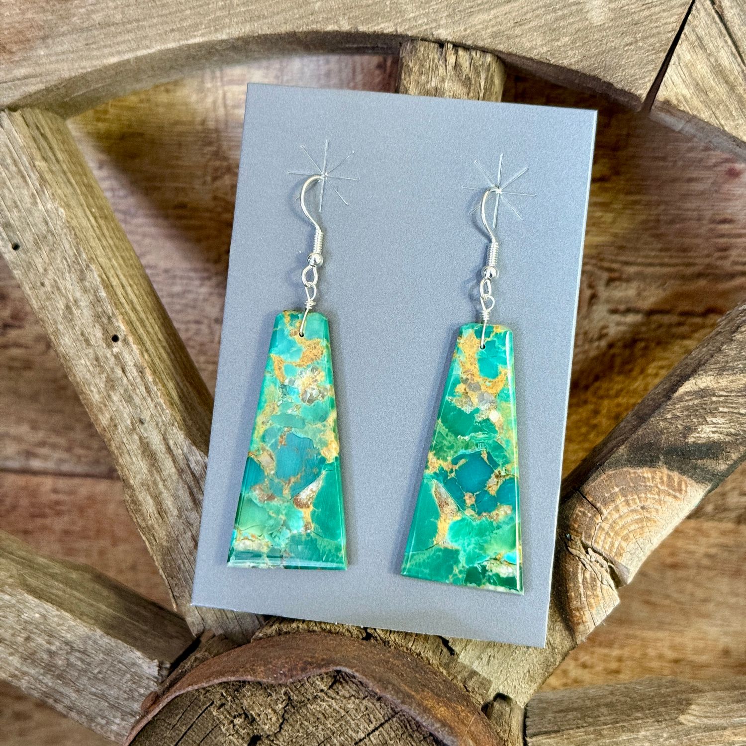 Green Turquoise Slab Earrings