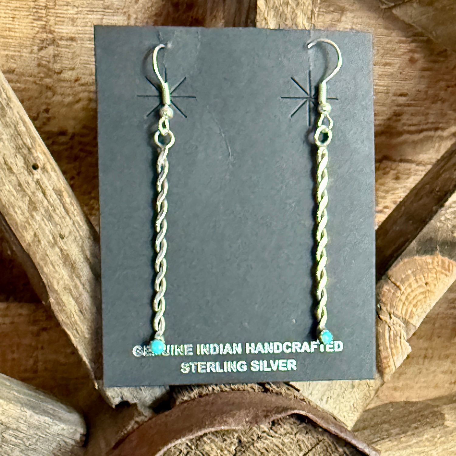 Silver Twist Turquoise Earrings