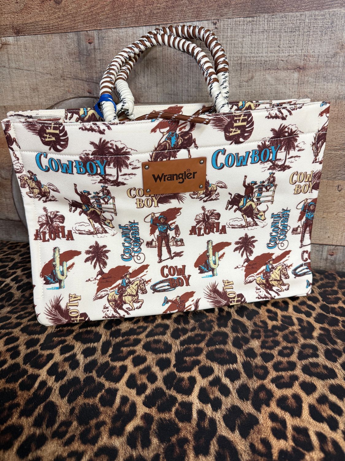 Wrangler Cowboy Print Canvas Tote