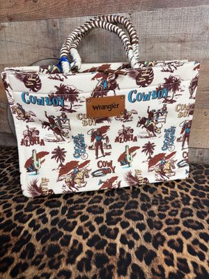 Wrangler Cowboy Print Canvas Tote