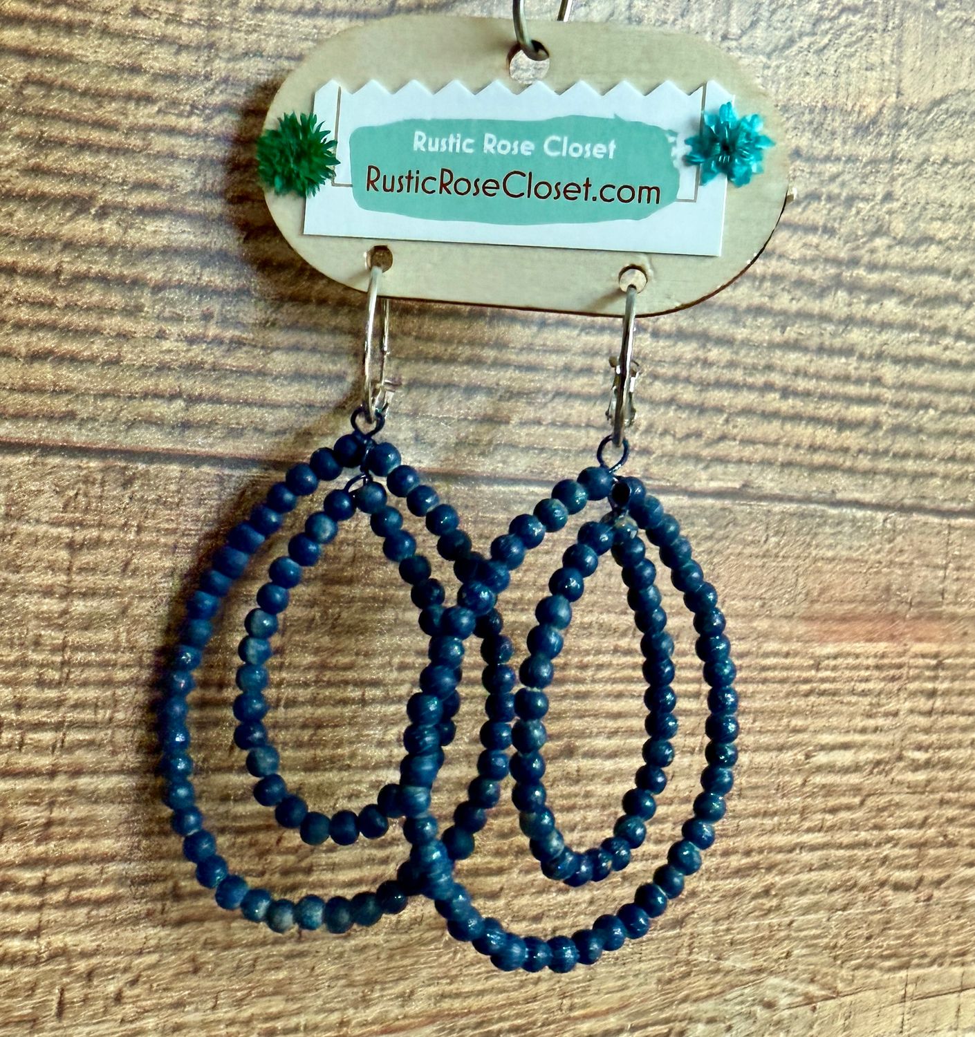 Navy Teakwood Earrings