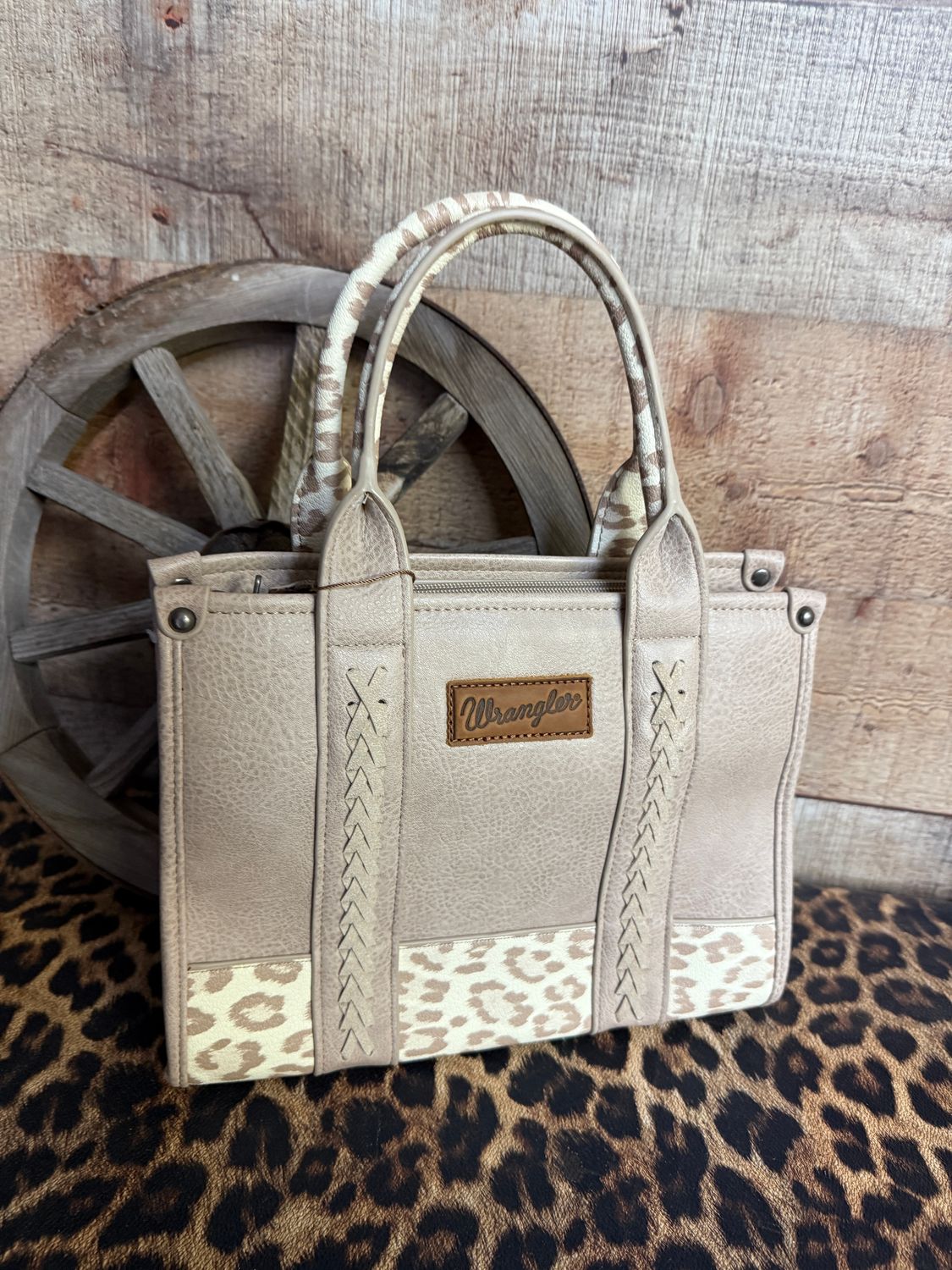 Wrangler Leopard Print Tote Crossbody
