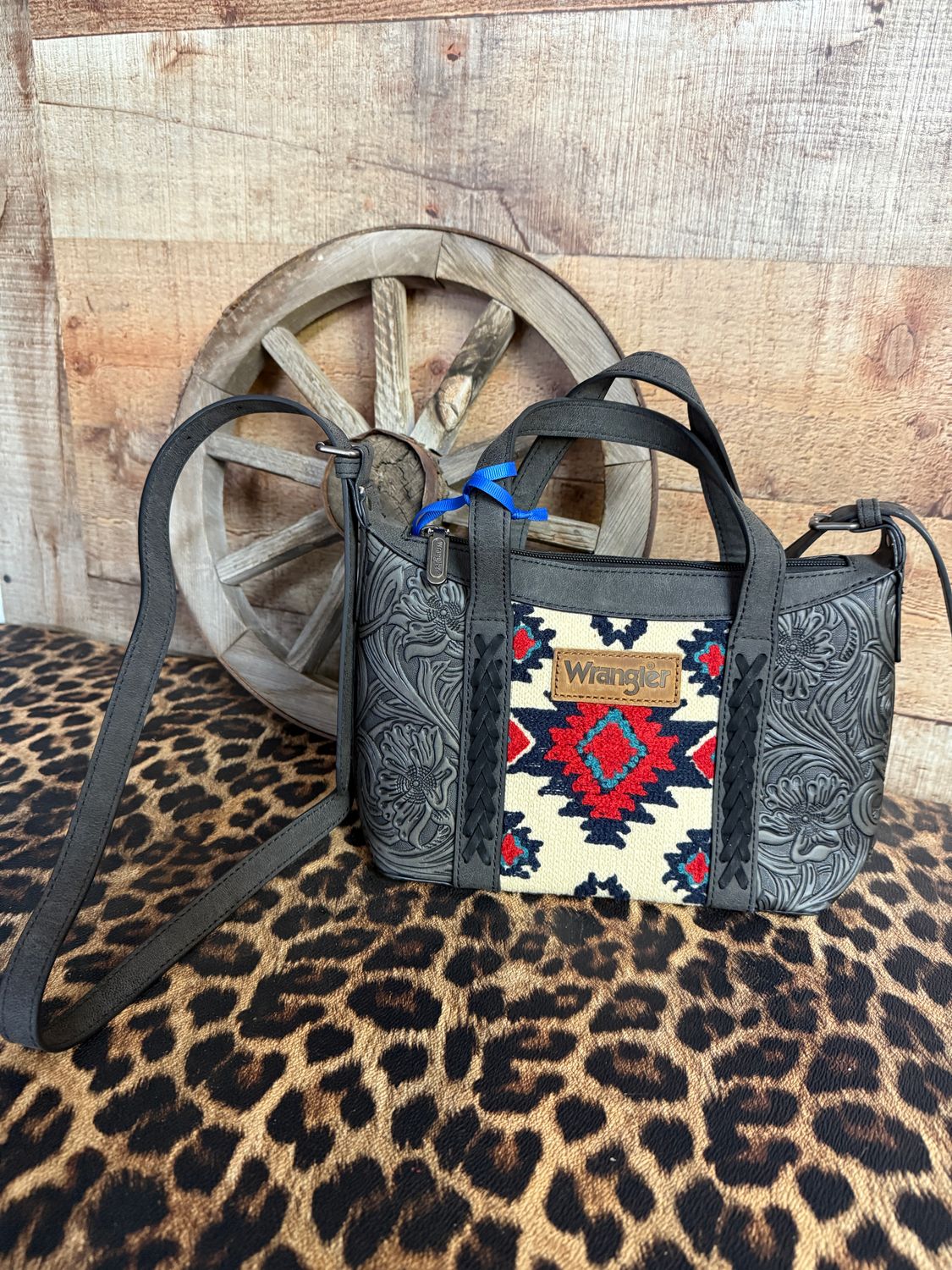 Wrangler Tooled Aztec Crossbody Bag