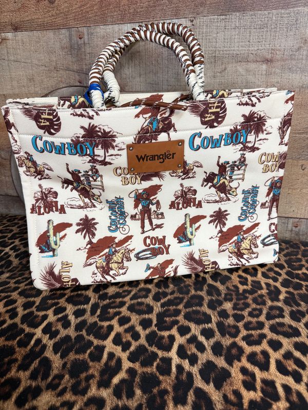 Wrangler Cowboy Dual Sided Print Canvas Wide Tote