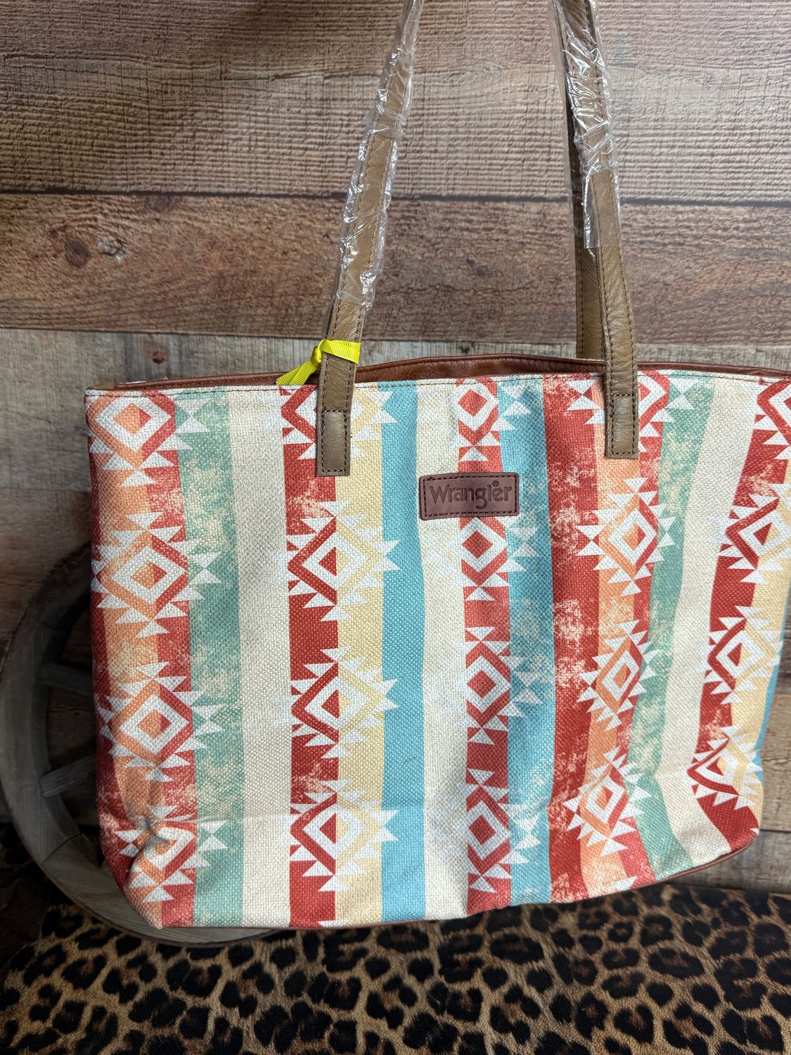 Wrangler Aztec Pattern Print Canvas Tote Bag
