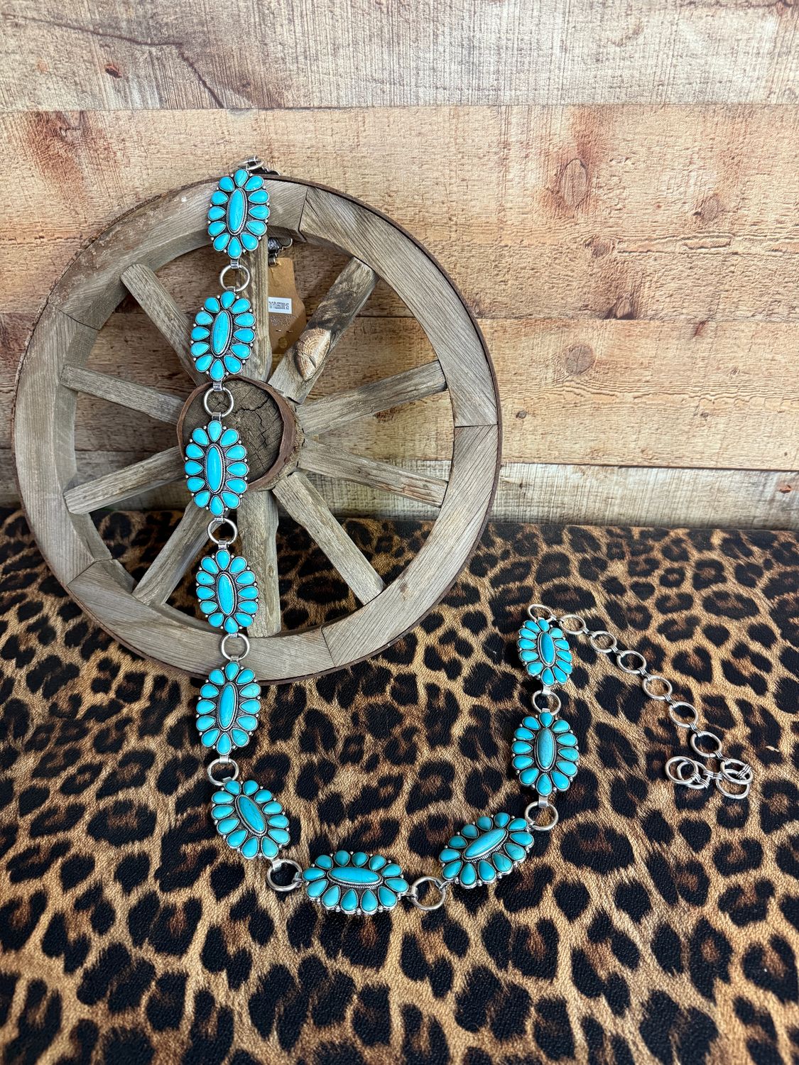 Turquoise Oval Teardrops Concho Belt