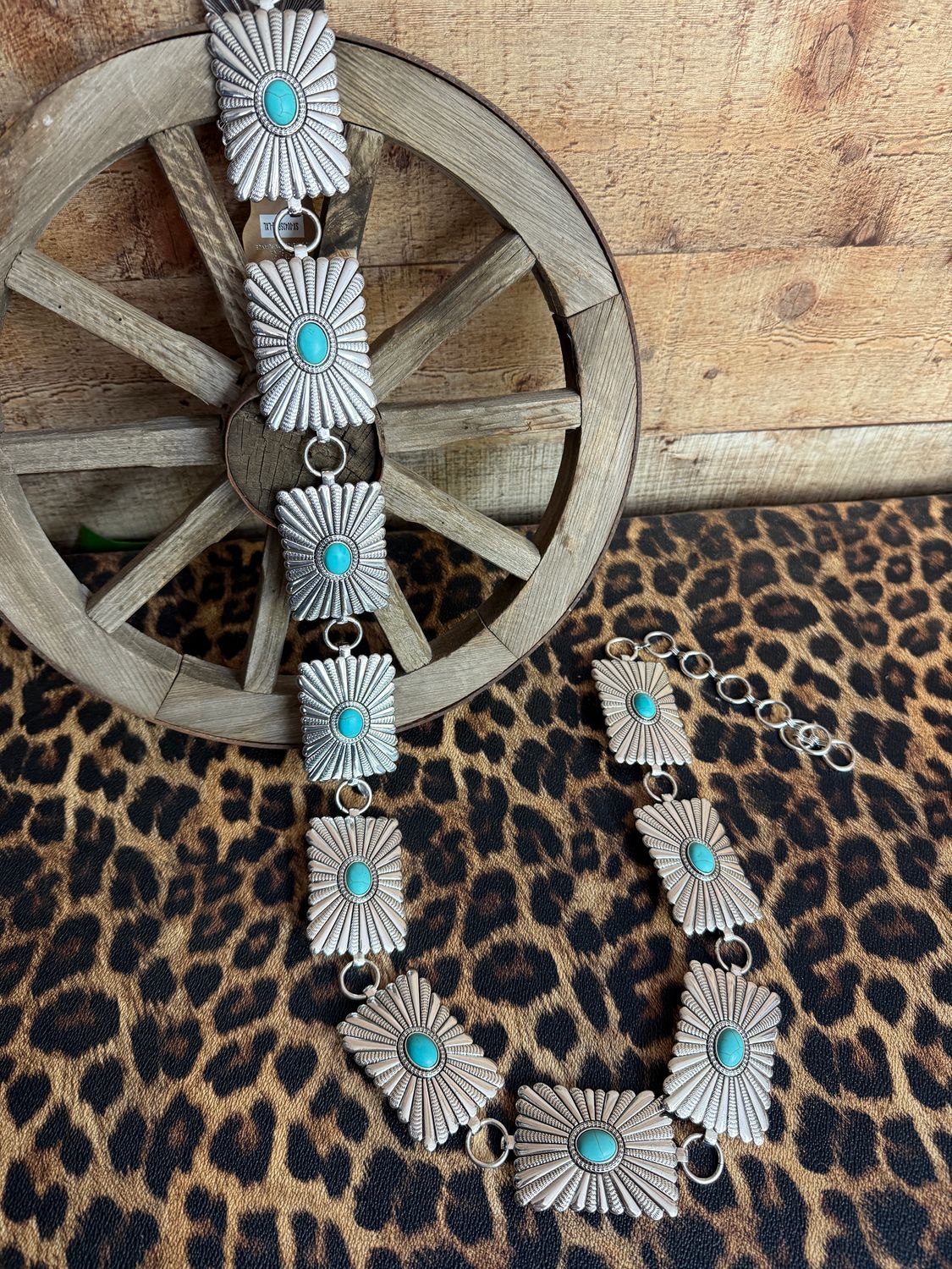 Rectangle Conchos with Turquoise Belt ~ L/XL